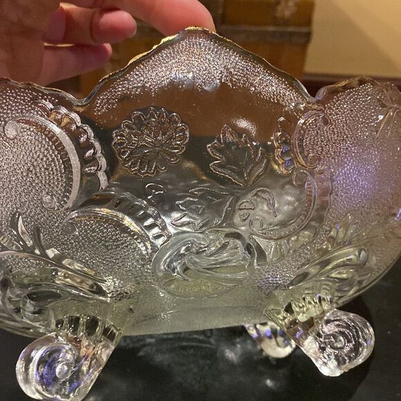 Lombardi Fruit Bowl Scroll Floral Pattern Glassware by Jeanette - Picture 12 of 13